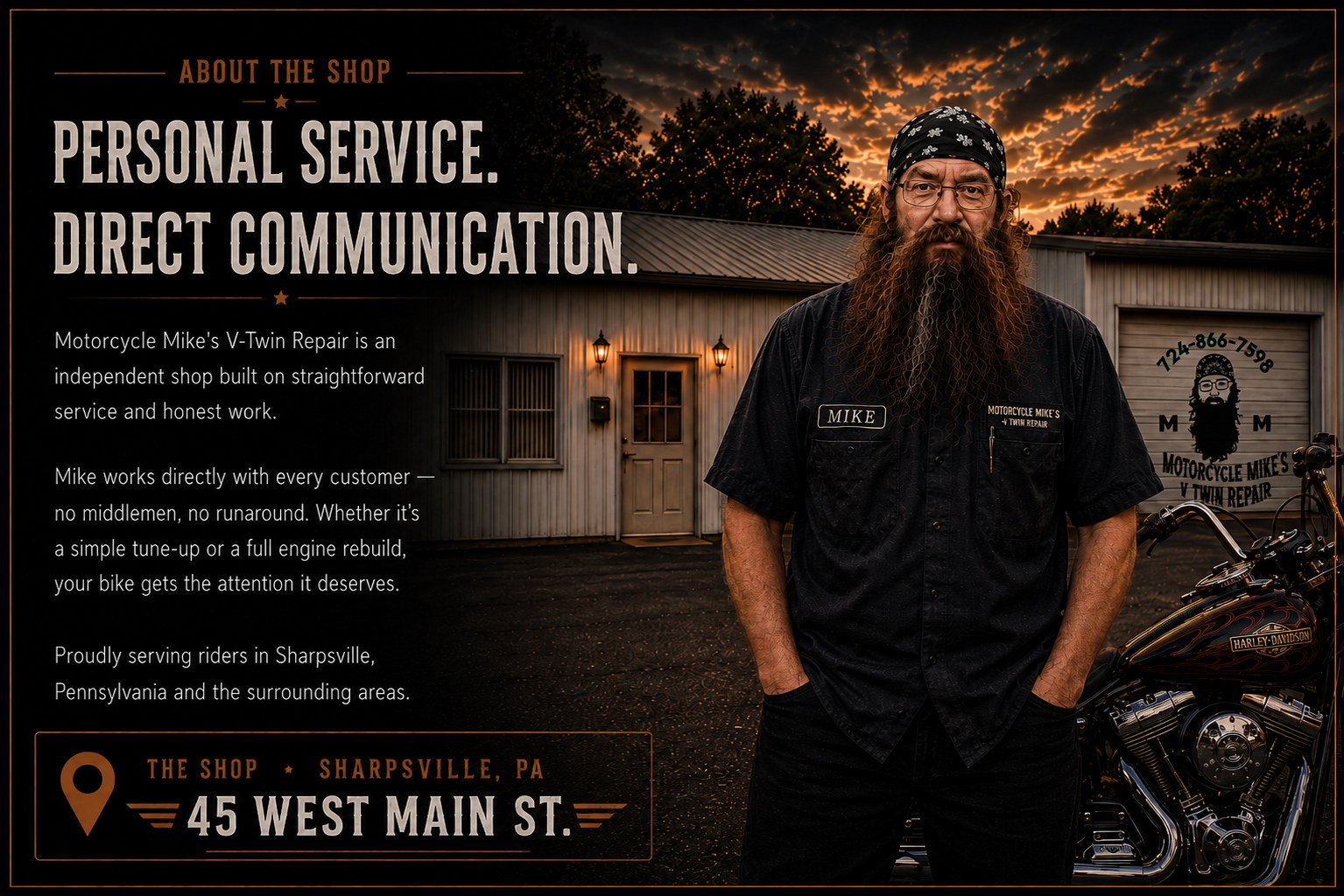 About Motorcycle Mike's V-Twin Repair in Sharpsville, Pennsylvania